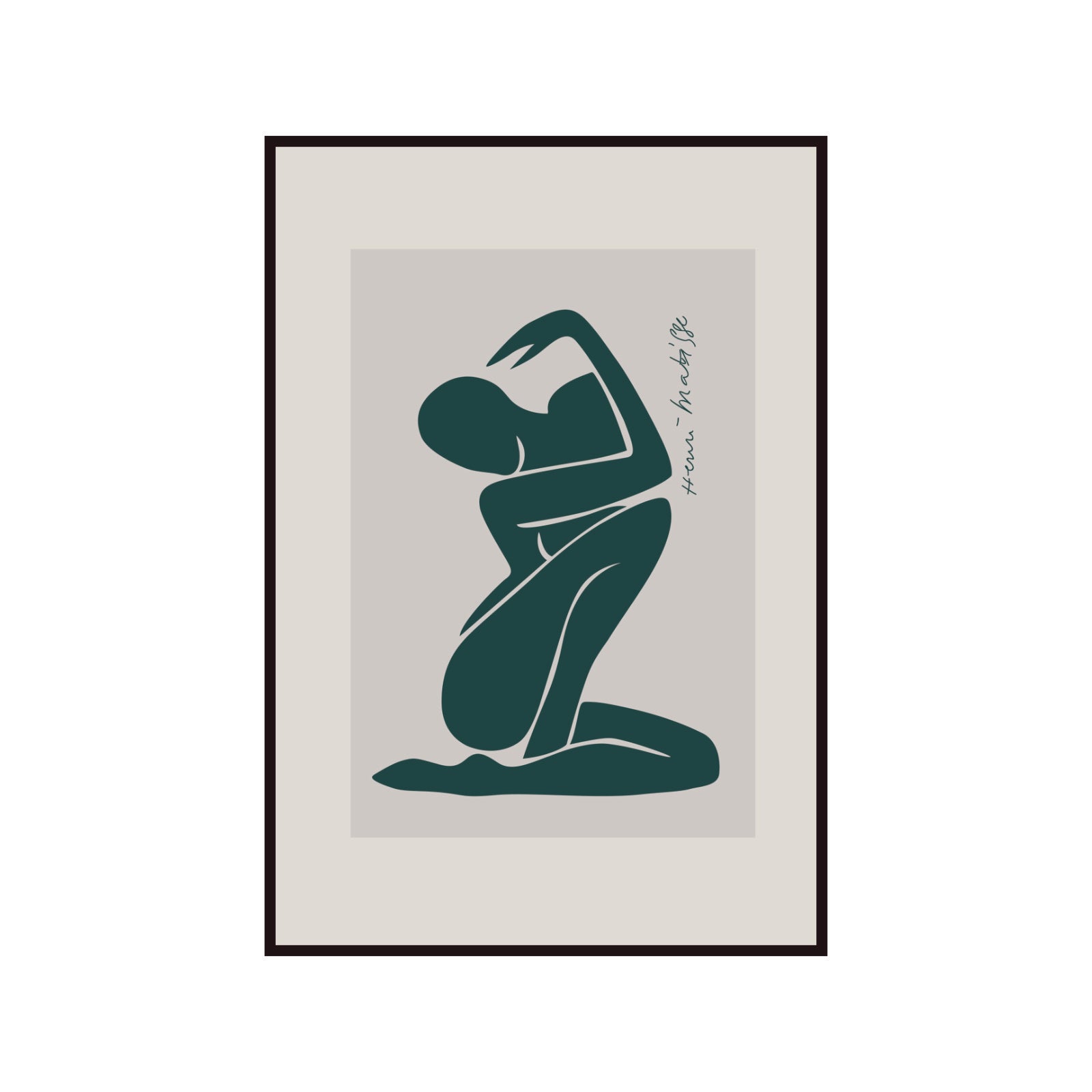 Matisse Green Nude – Minimalist Sage Abstract Poster