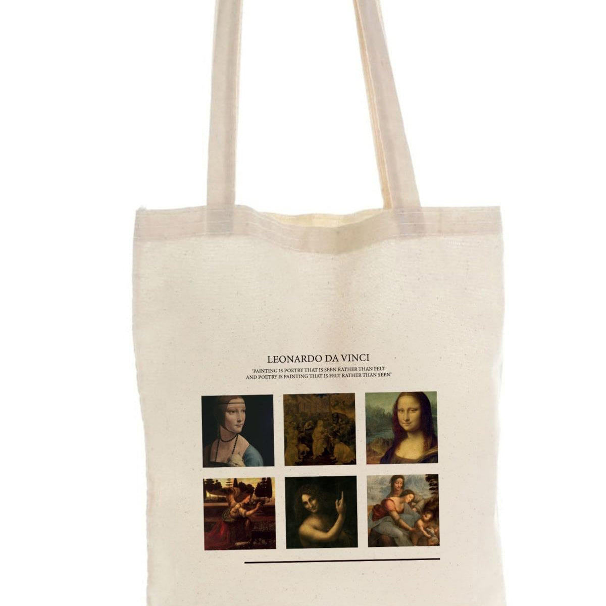 Torba Bawełniana na ramię typu Shopper, stylowa, pojemna Leonardo Da Vinci, na zakupy, na co dzień.