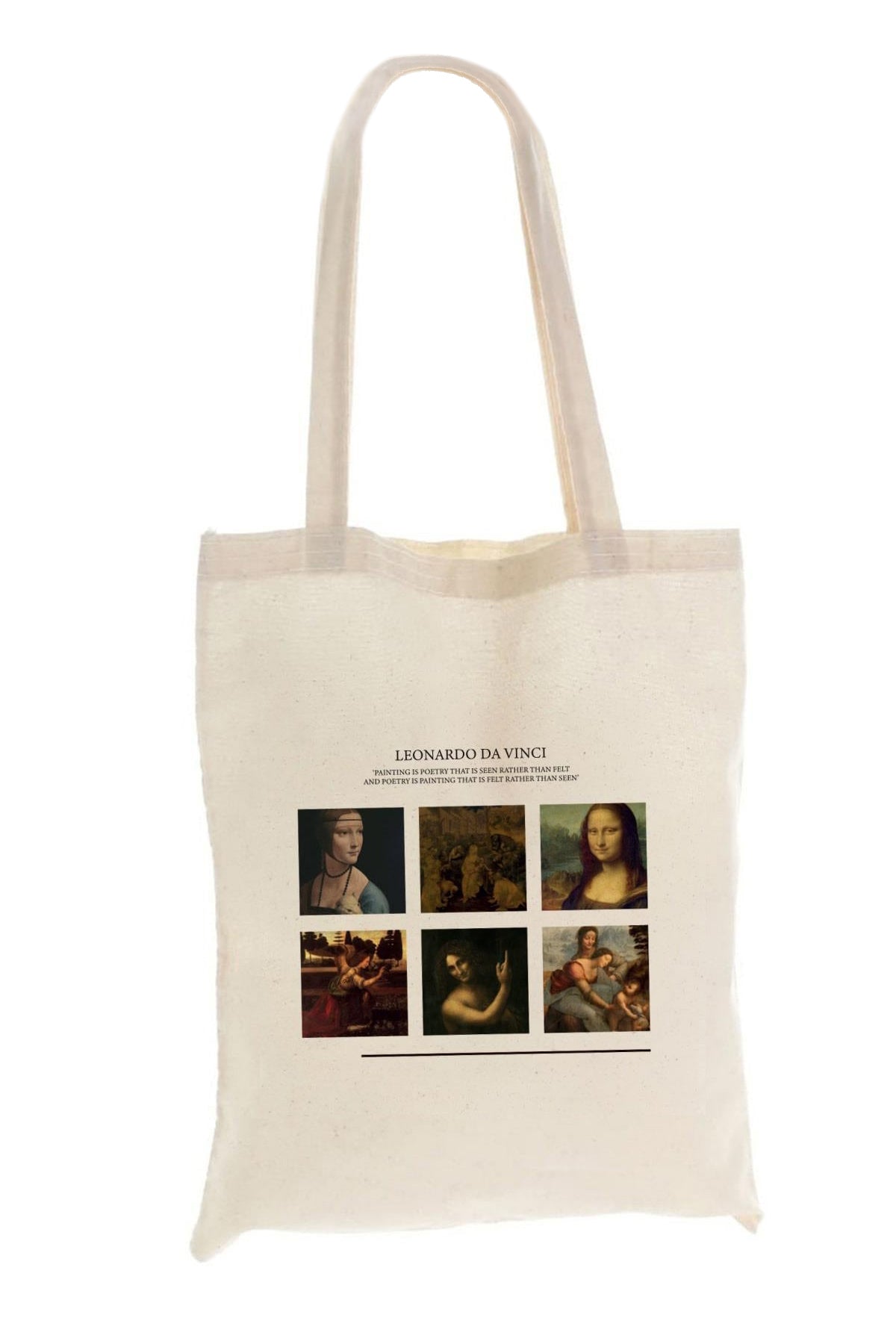 Torba Bawełniana na ramię typu Shopper, stylowa, pojemna Leonardo Da Vinci, na zakupy, na co dzień.