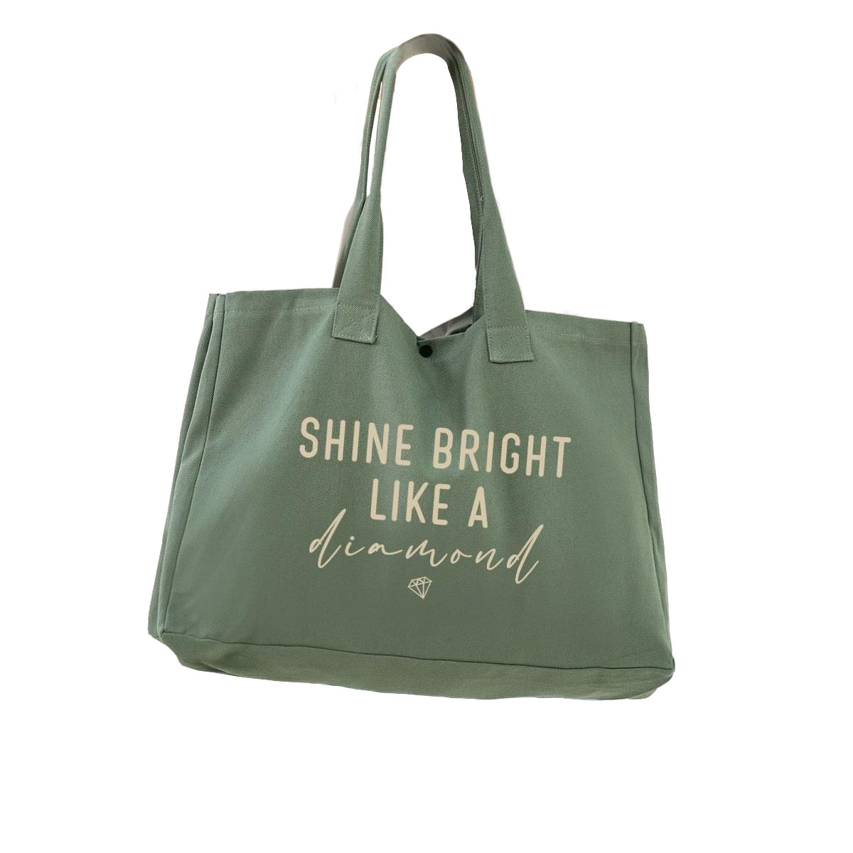 Torba bawełniana shoper „Shine Bright Like a Diamond” – zielona, duża, praktyczna.