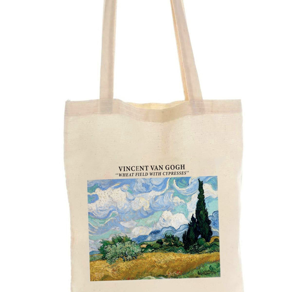 Torba bawełniana na zakupy, do szkoły, na co dzień Vincent Van Gogh, Pole pszenicy z cyprysami.