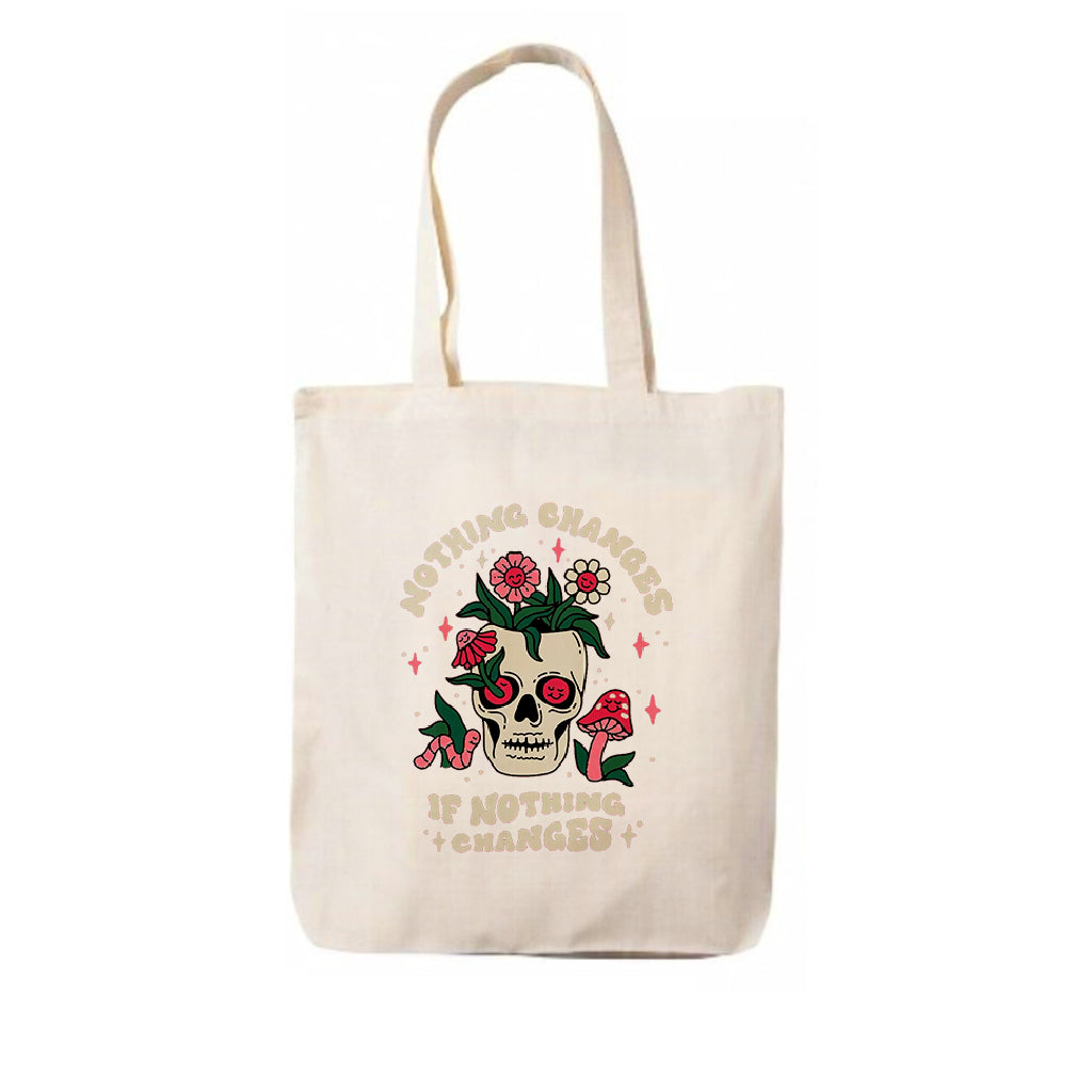 Torba bawełniana na ramię typu shopper, stylowa, artystyczna, pojemna, nic się nie zmienia jeśli nic się nie zmieni.