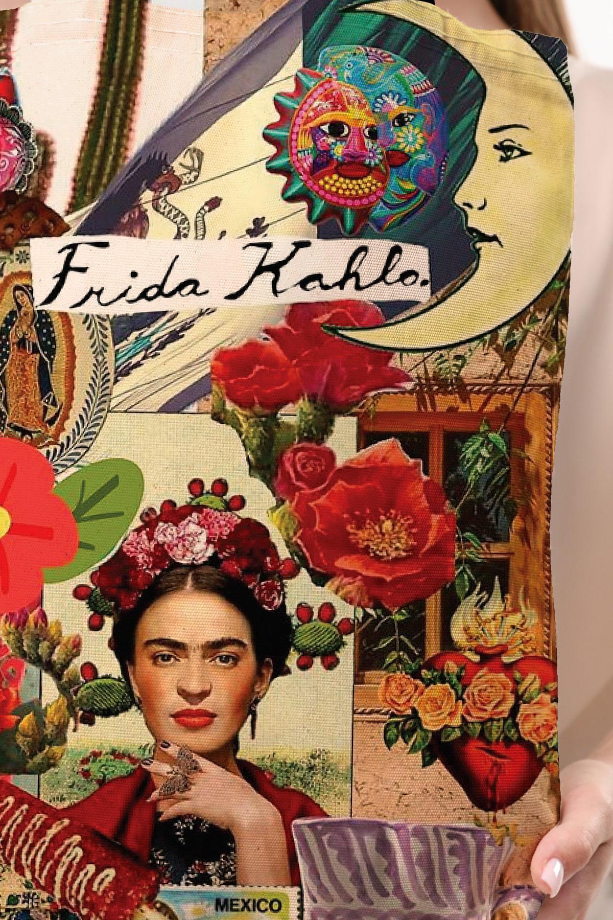 Torba bawełniana na ramię typu shopper Frida Khalo, stylowa, pojemna, na zakupy, na co dzień.
