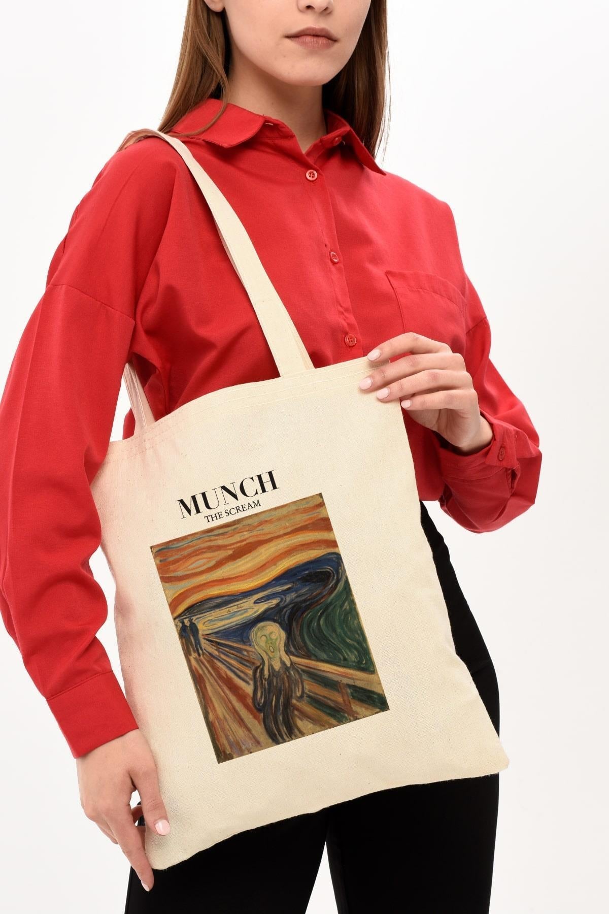 Torba bawełniana shopper z motywem Edvarda Muncha – „Krzyk”, pojemna, na zakupy, do szkoły, na co dzień.