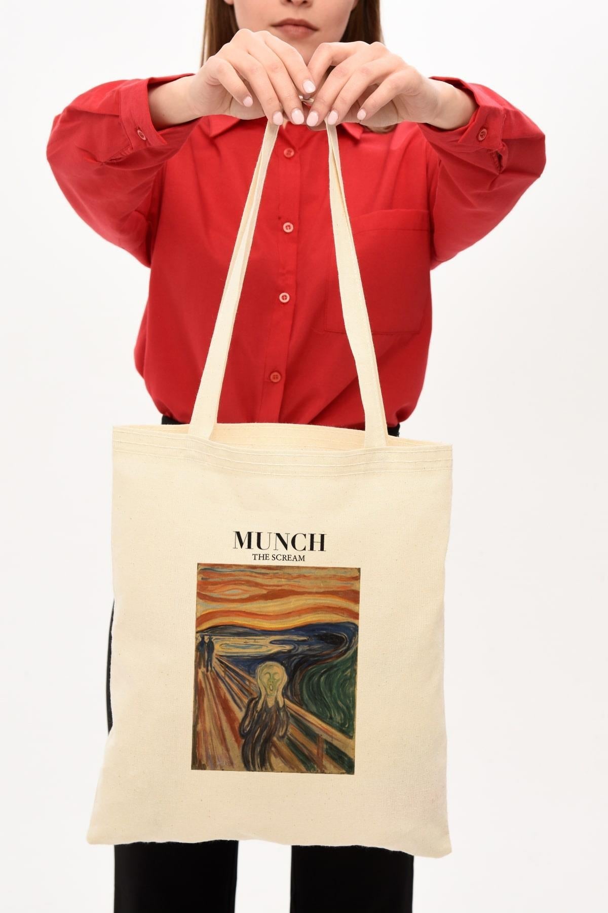 Torba bawełniana shopper z motywem Edvarda Muncha – „Krzyk”, pojemna, na zakupy, do szkoły, na co dzień.