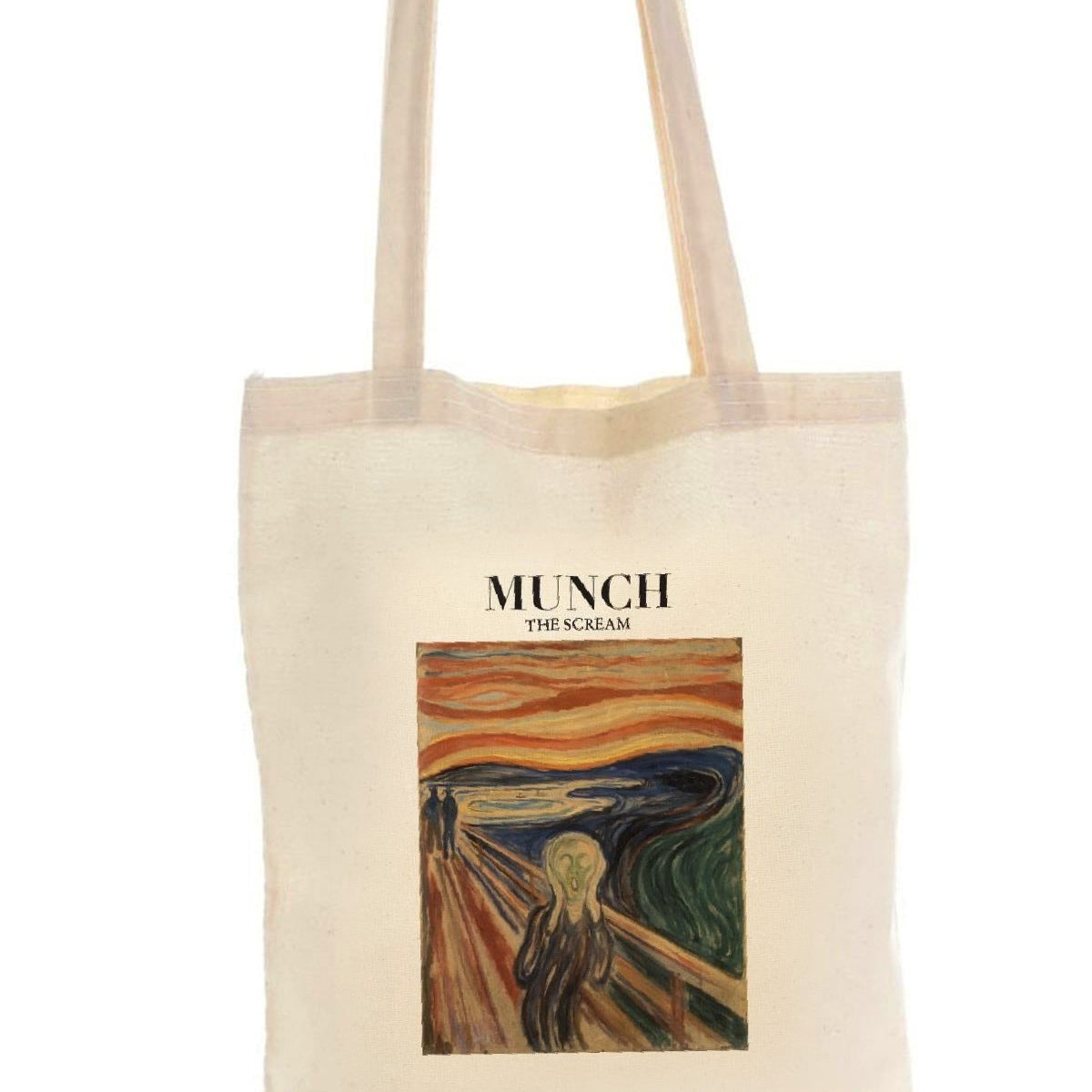 Torba bawełniana shopper z motywem Edvarda Muncha – „Krzyk”, pojemna, na zakupy, do szkoły, na co dzień.