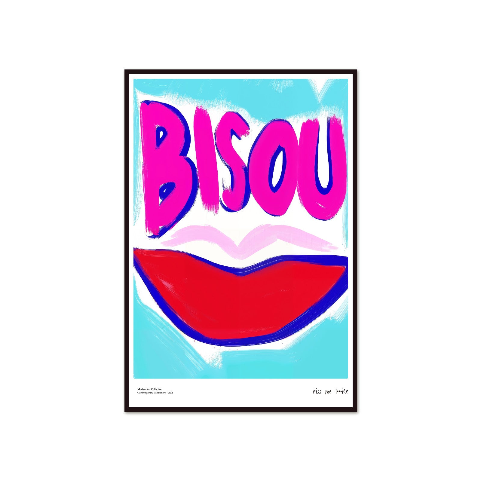 Plakat Bisou Bisou, French Kiss, modernizm, sztuka współczesna