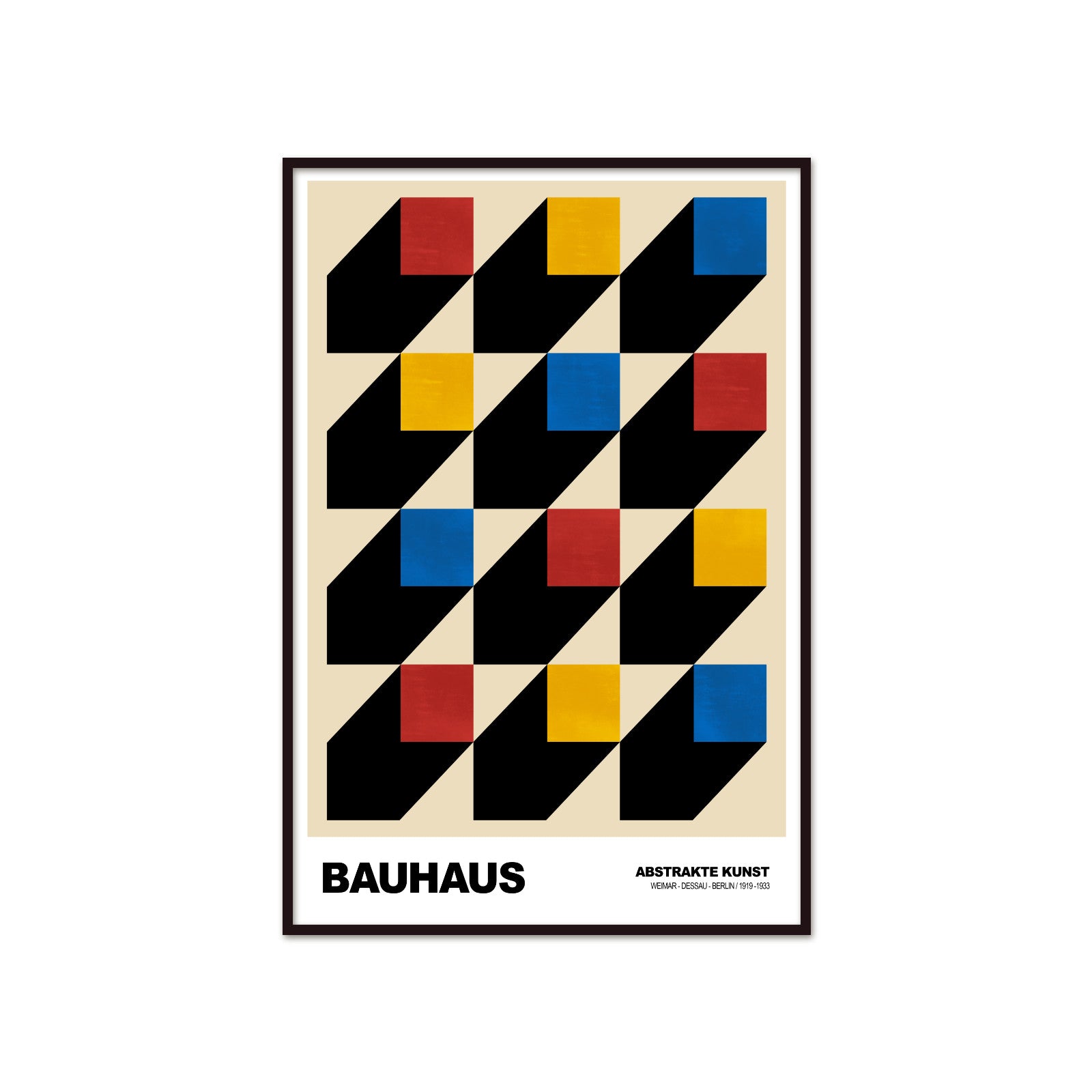 Geometryczny Labirynt: 3D Isometric Cubes – Bauhaus, Abstract Color Rhythm