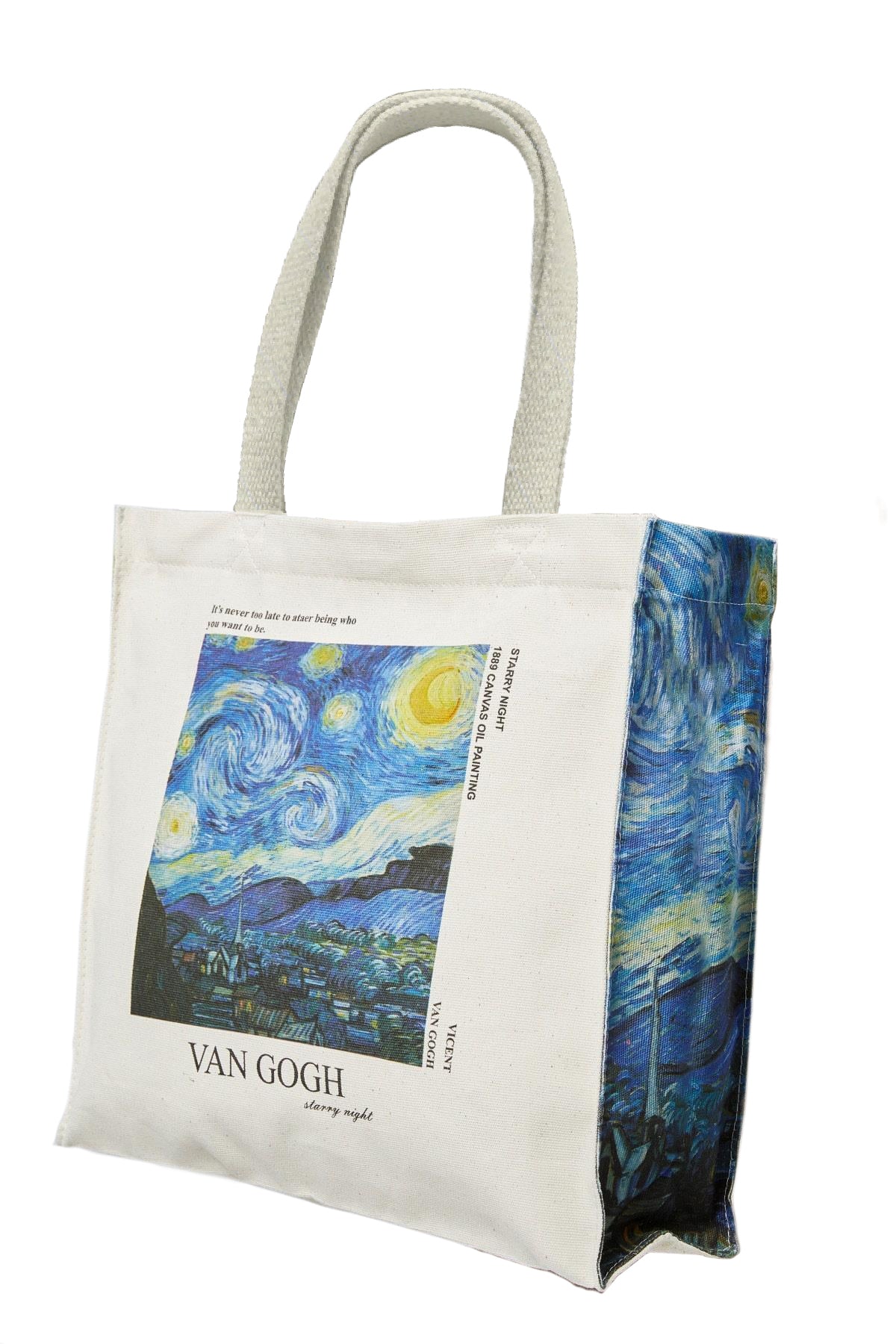 Torba Bawełniana na ramię typu Shopper, na zamek, pojemna Vincent Van Gogh- ,,Starry Night"