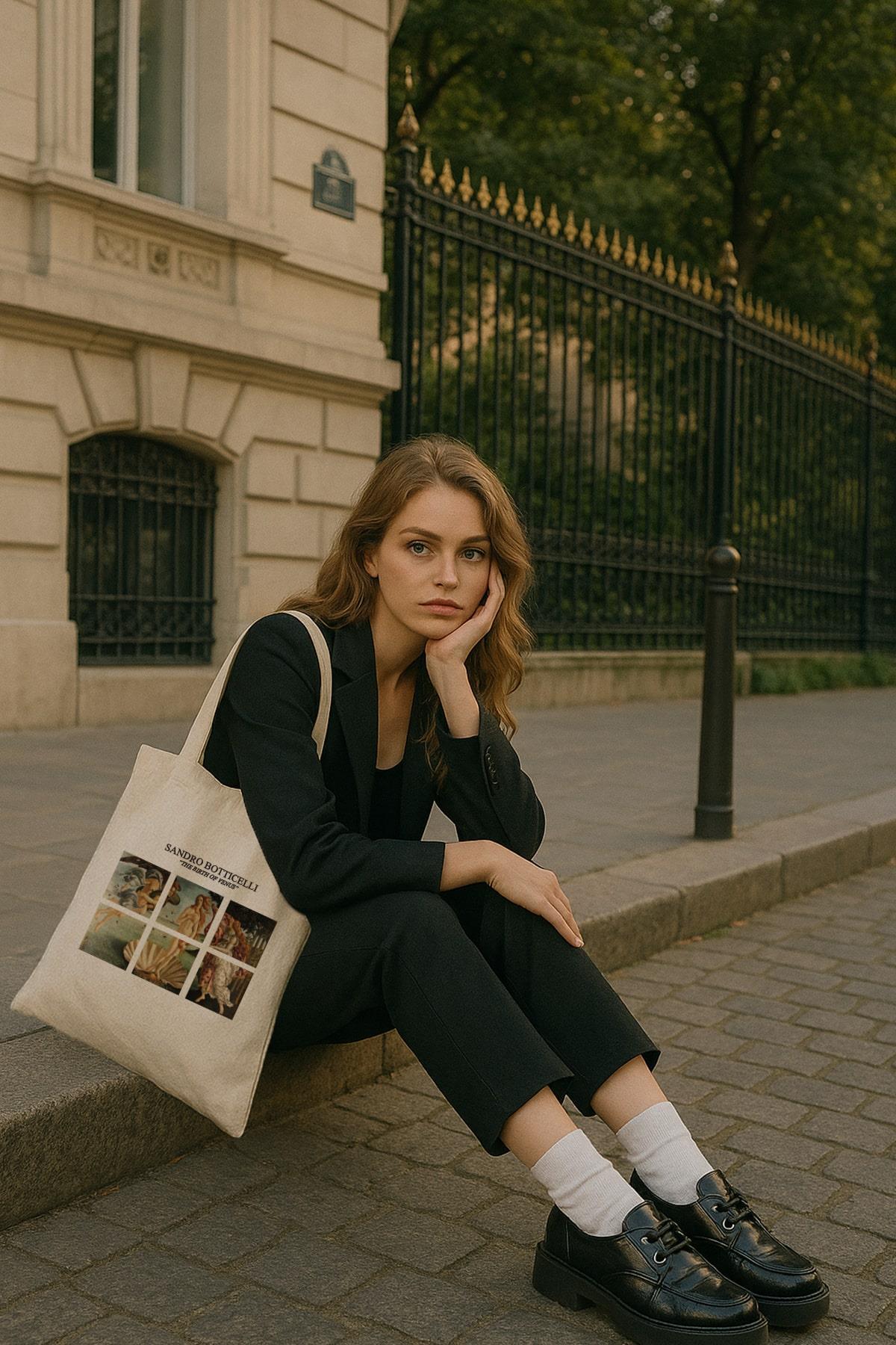 Torba Bawełniana na ramię typu Shopper, stylowa, pojemna, Sandro Botticelli ,,Narodziny Venus".