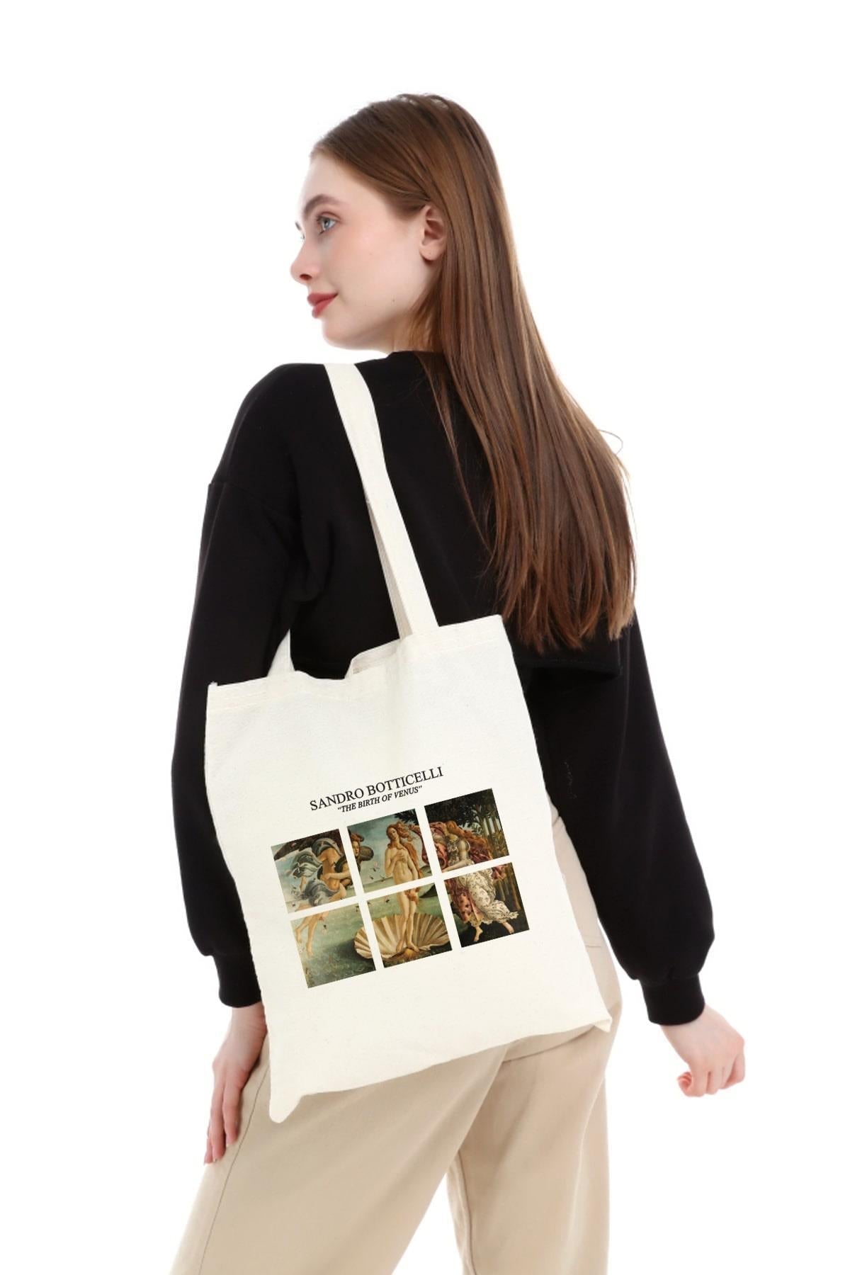 Torba Bawełniana na ramię typu Shopper, stylowa, pojemna, Sandro Botticelli ,,Narodziny Venus".