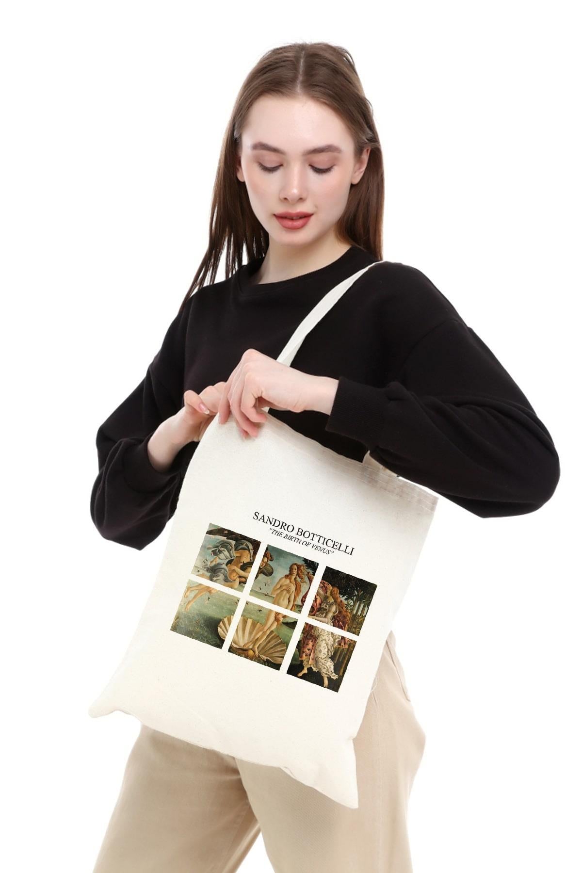 Torba Bawełniana na ramię typu Shopper, stylowa, pojemna, Sandro Botticelli ,,Narodziny Venus".