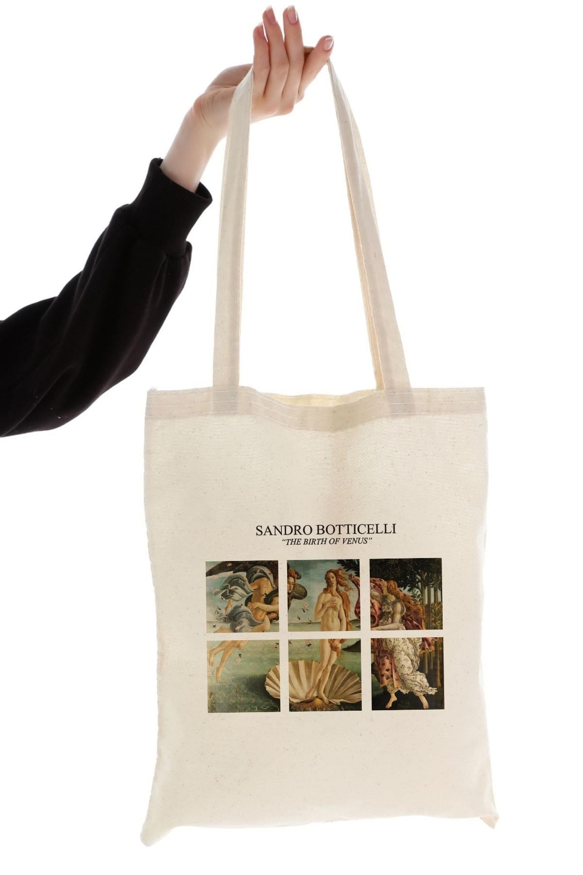 Torba Bawełniana na ramię typu Shopper, stylowa, pojemna, Sandro Botticelli ,,Narodziny Venus".